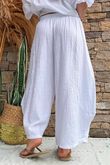 Annie Cushion Cotton Barrel Culotte Pant White